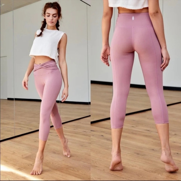 Free People Movement Heathered Green Gathered Crossover Hang Ten Legging Medium - Picture 8 of 8